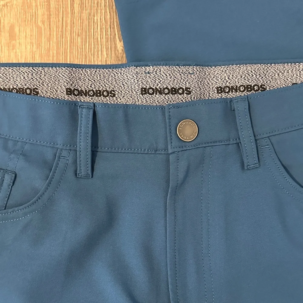 Bonobos 35 Golf Performance Slim Fit Teal‎ Mens Athletic Casual Flat Front Pants